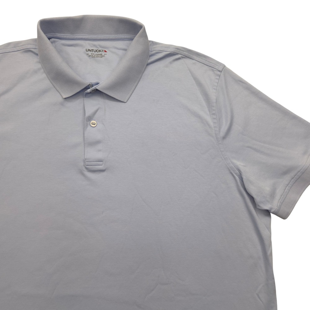 UNTUCKit Wrinkle Free Damaschino Short Sleeve Polo Shirt 35510 Blue Mens XXL